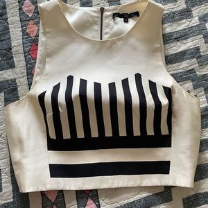 Tibi crop top, size 0, black and white print